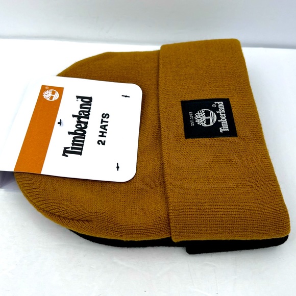 TIMBERLAND, 2 PACK WARM & COMFORTABLE BEANIE SET,ONE SIZE, CAMEL & BLACK, UNISEX - Picture 7 of 14
